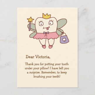 Postal Hada de los Dientes Carta Personalizable