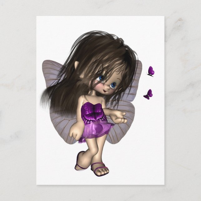 Postal Hada de mariposa toon - morado (Anverso)