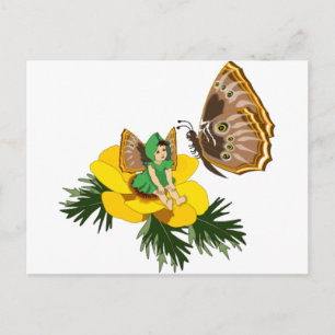 Postal Hada de mariposa verde