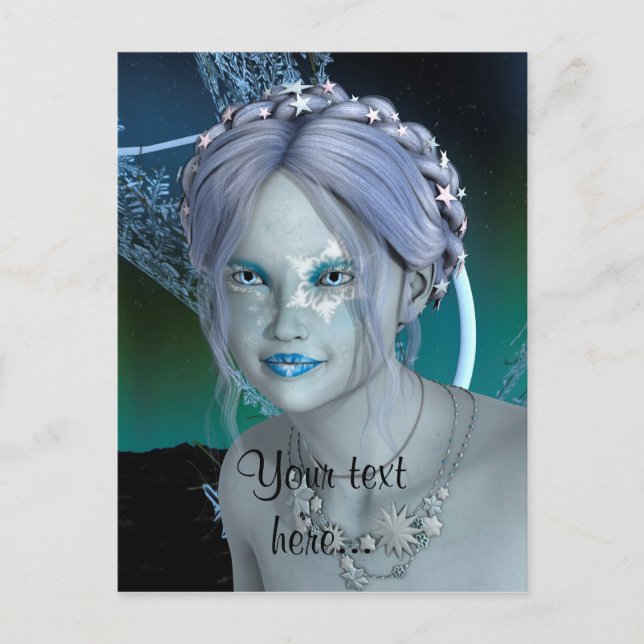 Postal Hada de Nieve de Fantasía (Anverso)
