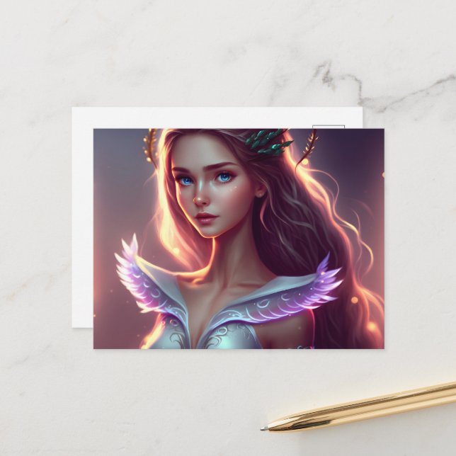 Postal Hada de ojos azules, criaturas mágicas (Anverso/Reverso In Situ)