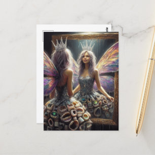 Postal Hada dental en su vestido de dentadura