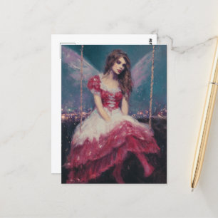 Postal Hada en un columpio