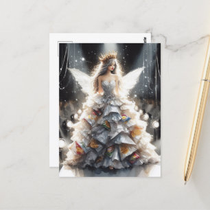 Postal Hada en un espectáculo de moda hecho con bolsas de