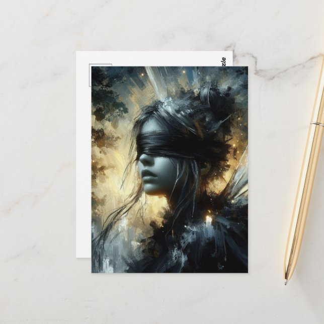 Postal Hada en un pliegue ciego (Anverso/Reverso In Situ)