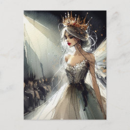 Postal Hada en un show de moda acuarela