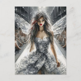 Postal Hada en un show de moda acuarela