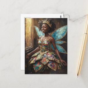 Postal Hada en un vestido de terciopelo