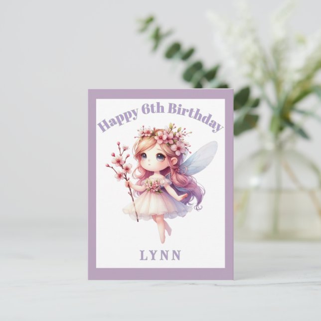 Postal Hada Floral Caprichosa Personalizada  (Anverso de pie)