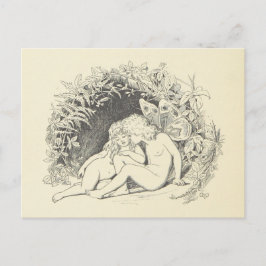 Postal Hada forestal en el dibujo de la cosecha de amor