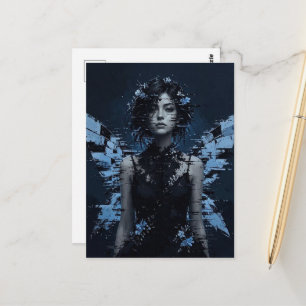 Postal Hada Glitch con Flores