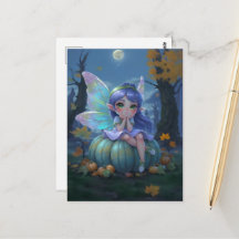 Hada linda en una calabaza azul
