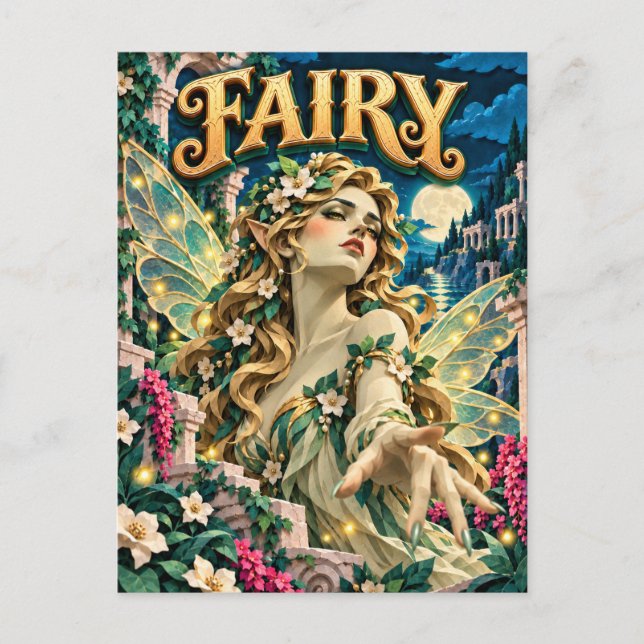 Postal Hada, Monstruo de Corte de Papel (Anverso)