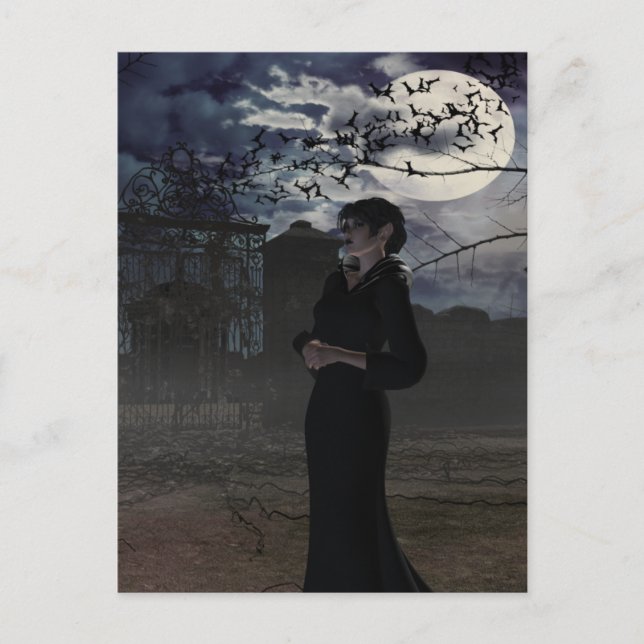Postal Hada oscura espeluznante a la luz de la luna (Anverso)