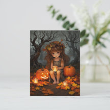 Hada Otoñal Bonita en el Bosque Oscuro