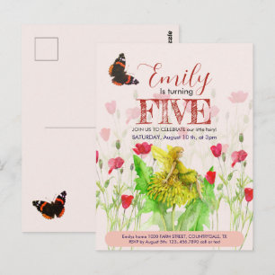 Postal Hada pequeña y amapolas