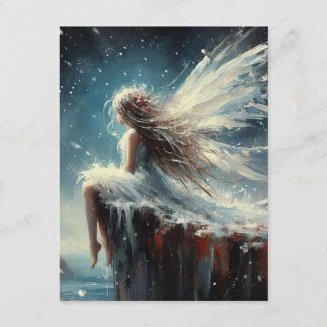 Postal Hada sentada en un acantilado (Anverso)