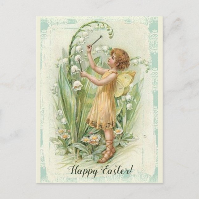 Postal Hada Vintage Editable con Lirio de los Valles (Anverso)