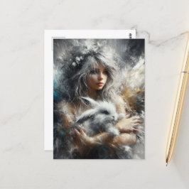 Postal Hada y su conejo adorable