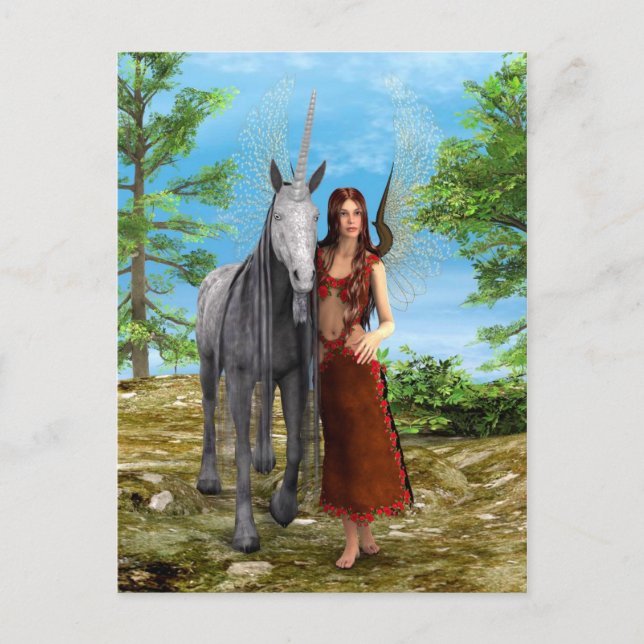 Postal Hada y Unicornio (Anverso)