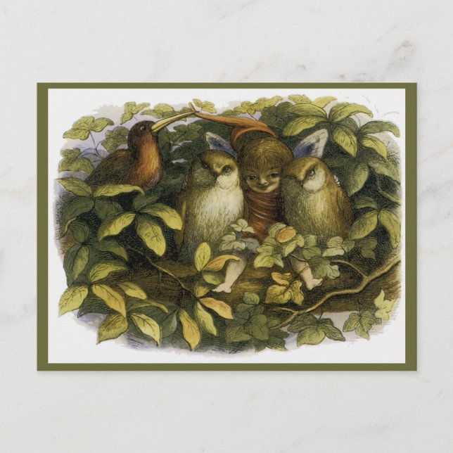 Postal "Hadas con lechuzas" por Doyle (Anverso)