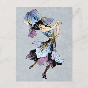 Postal hadas de flores de iris vintage