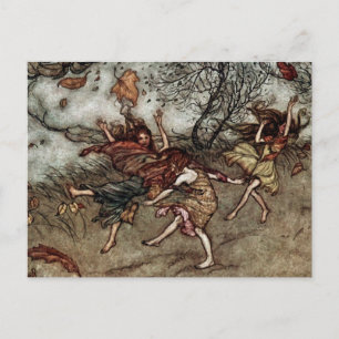 Postal “Hadas de Otoño” de Arthur Rackham