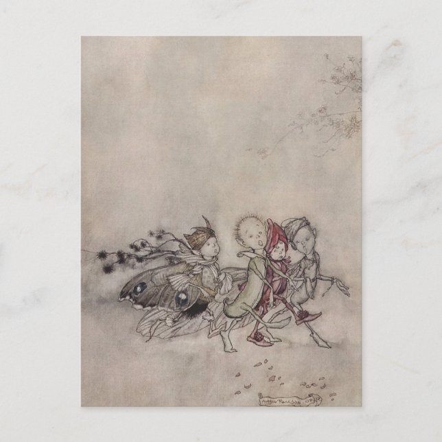 Postal “Hadas de Verano” de Arthur Rackham (Anverso)