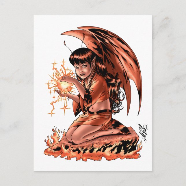 Postal Hadas malvadas haciendo magia por Al Río (Anverso)