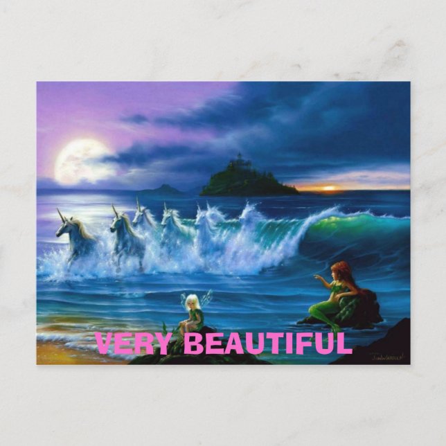 Postal hadas-sirenas-y-unicornios, MUY HERMOSA (Anverso)