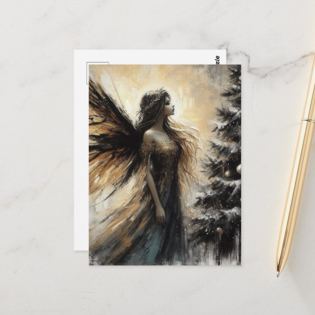 Postal Hadas y un árbol de Navidad (Anverso/Reverso In Situ)