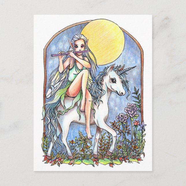 Postal Hadas y unicornio (Anverso)