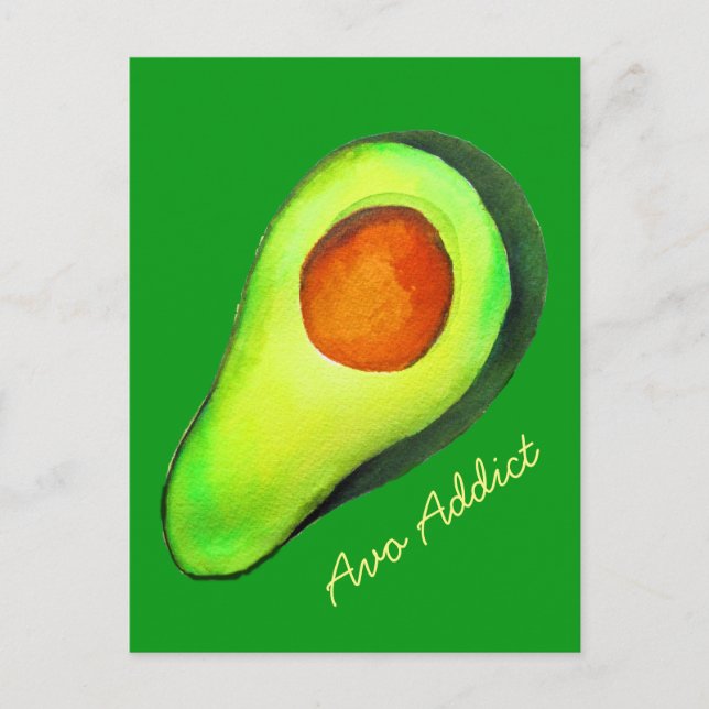 Postal Hadicto al aguacate arte lindo verde (Anverso)