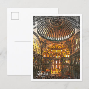 Postal Hagia Sophia Istanbul Color Sketch
