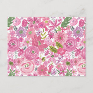 Postal Hago Patrón Floral de acuarela rosa