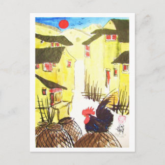 Postal Hahn - "Daruma Chabo" - Rooster * Animal-ARTcards