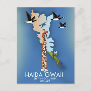 Postal haida gwaii Columbia Británica mapa canadiense