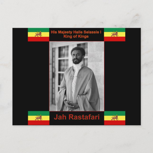 Postal Haile Selassie, león de Judá, Jah Rastafari (Anverso)