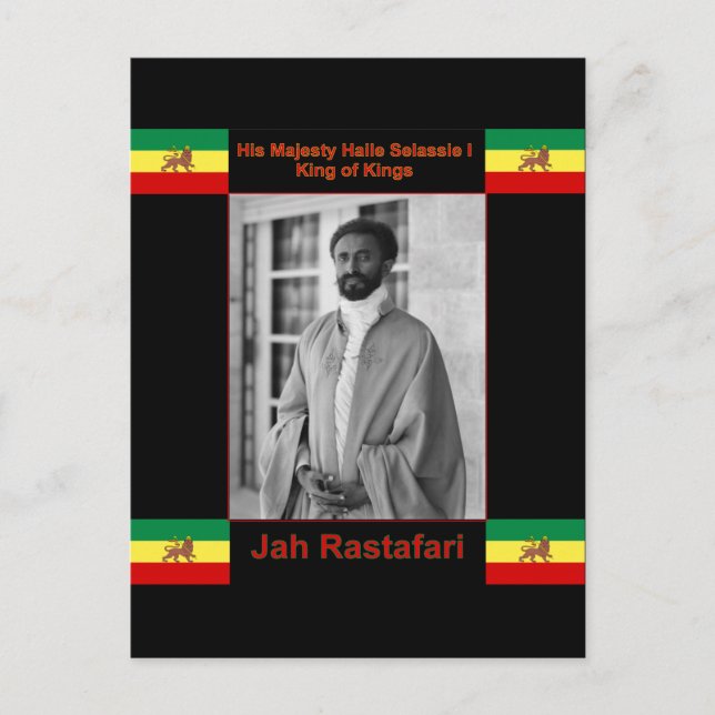 Postal Haile Selassie, león de Judá, Jah Rastafari (Anverso)