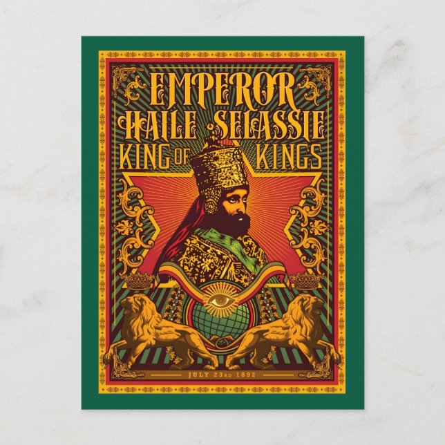 Postal Haile Selassie Postcard Jah Rastafari Metal Print (Anverso)