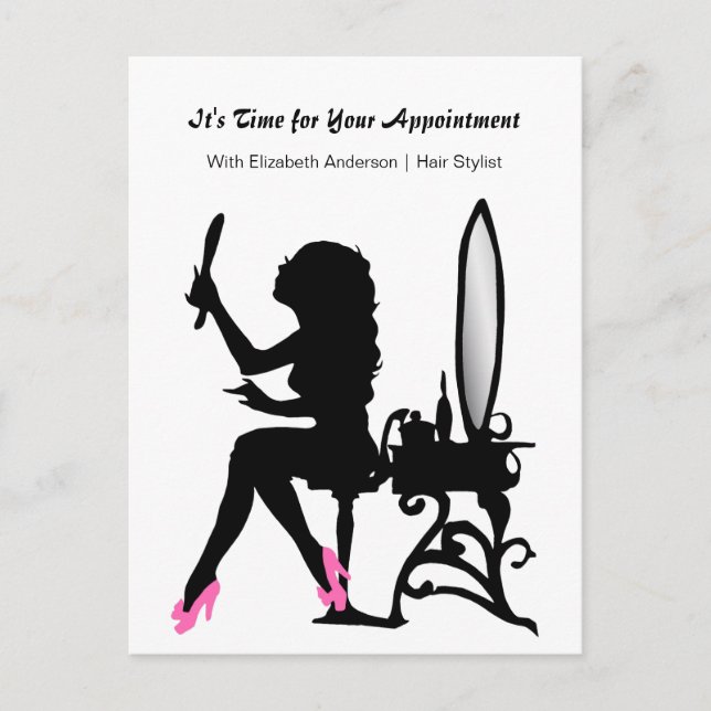 Postal Hair Salon Nombramiento Recordatorio Girly Hair St (Anverso)