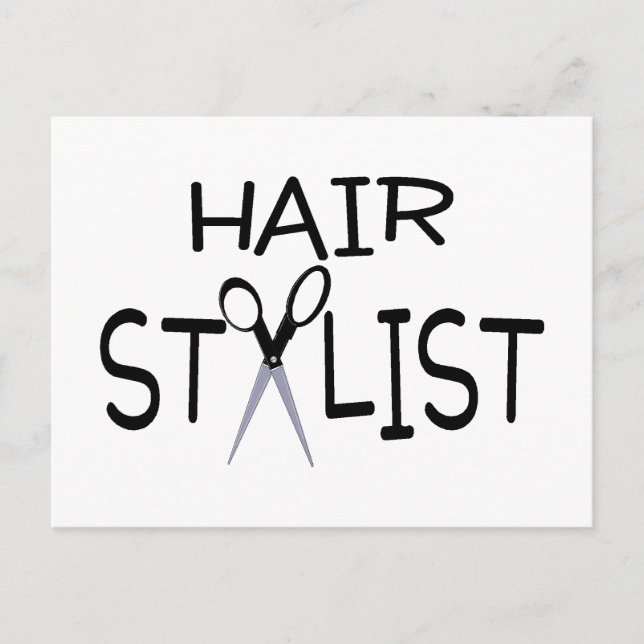 Postal Hair Stylist Black Con Tijeras (Anverso)