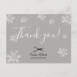 Postal Hair Stylist Silver Snowflakes Holiday Gracias
