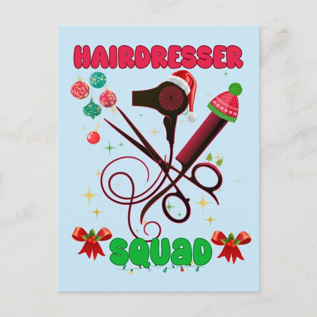 Postal Hairdresser Navidades Squad Hair Salon Funny (Anverso)