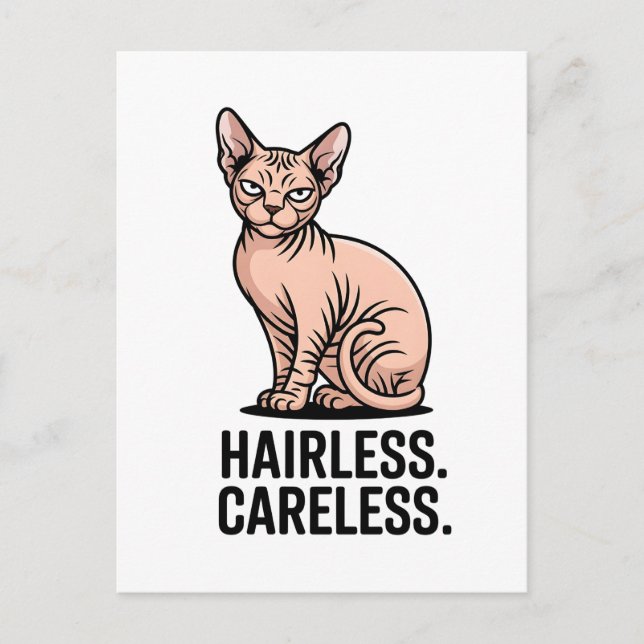 Postal Hairless Careless Sphynx Cat Attitude Art (Anverso)
