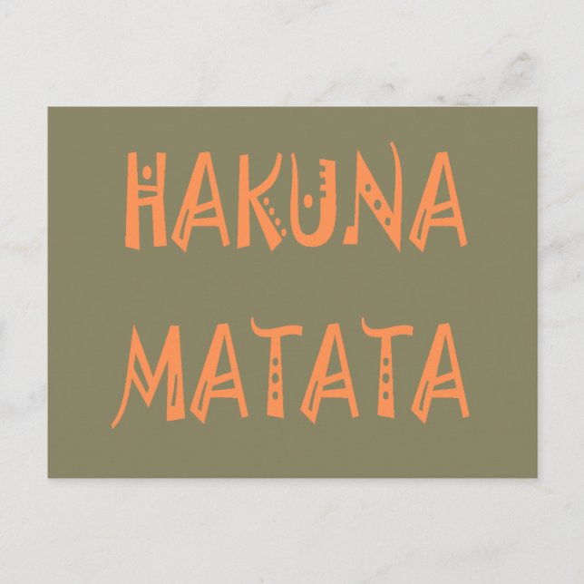 Postal Hakuna Matata - Arte de texto tribal africano (Anverso)