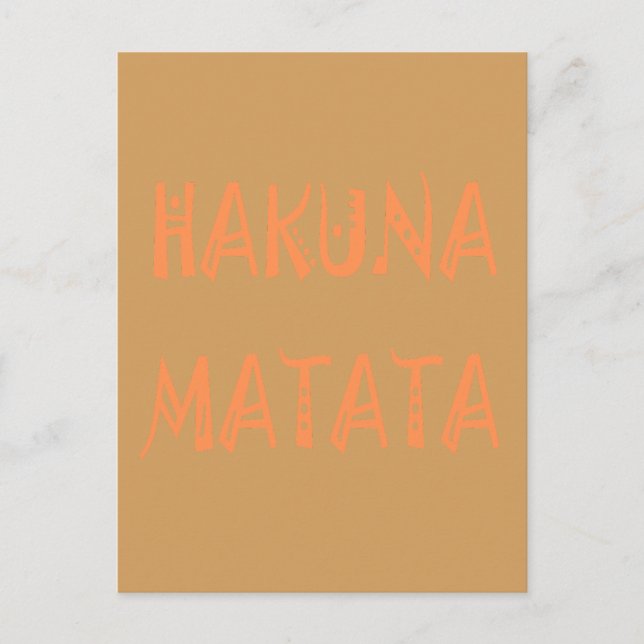 Postal Hakuna Matata - Arte de texto tribal africano (Anverso)