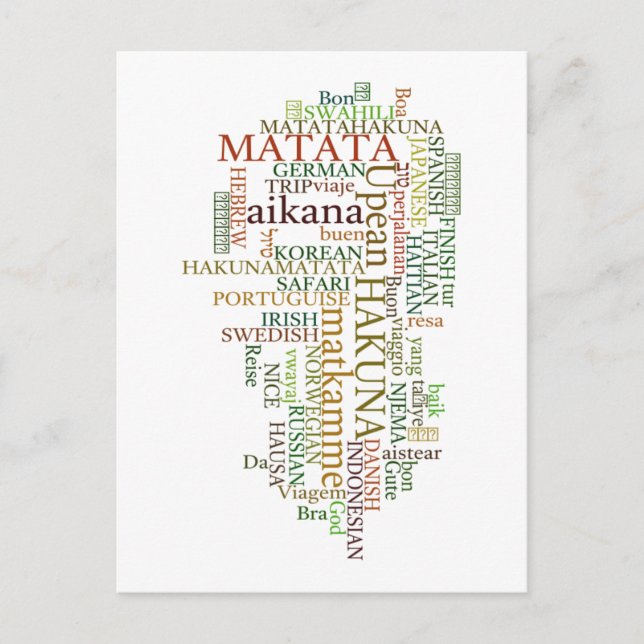 Postal Hakuna Matata Global Word Cloud Art (Anverso)
