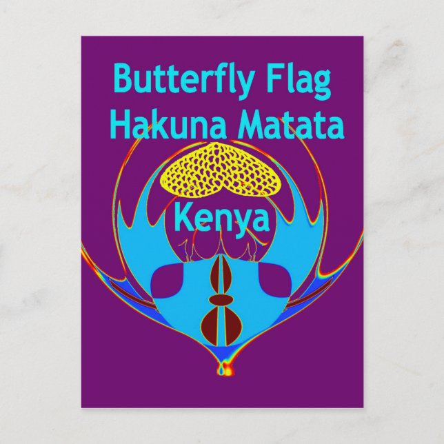 Postal "Hakuna Matata Kenya" Arte de mariposa Imprimir/Gr (Anverso)