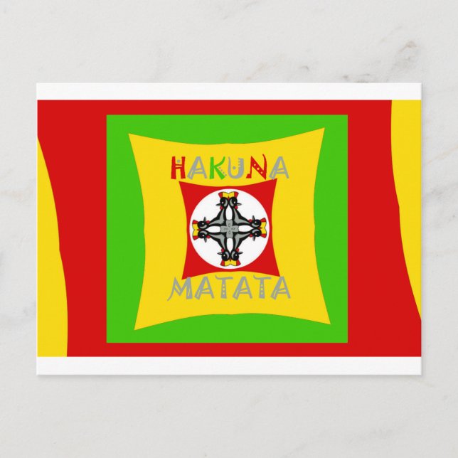 Postal Hakuna Matata Rasta Color Rojo Verde Dorado (Anverso)